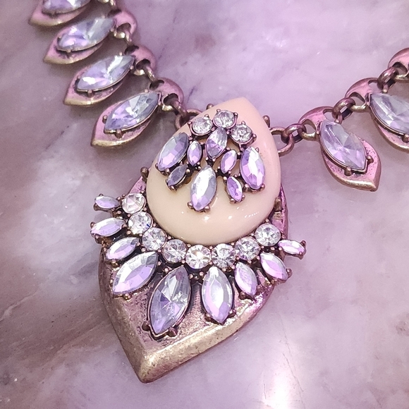 Lavish Vintage Iridescent Crystal Drop Necklace - Picture 4 of 9